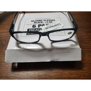 6 Pack Boost Eyewear Reading Glasses Black Frames +2.50 Strength Bulk